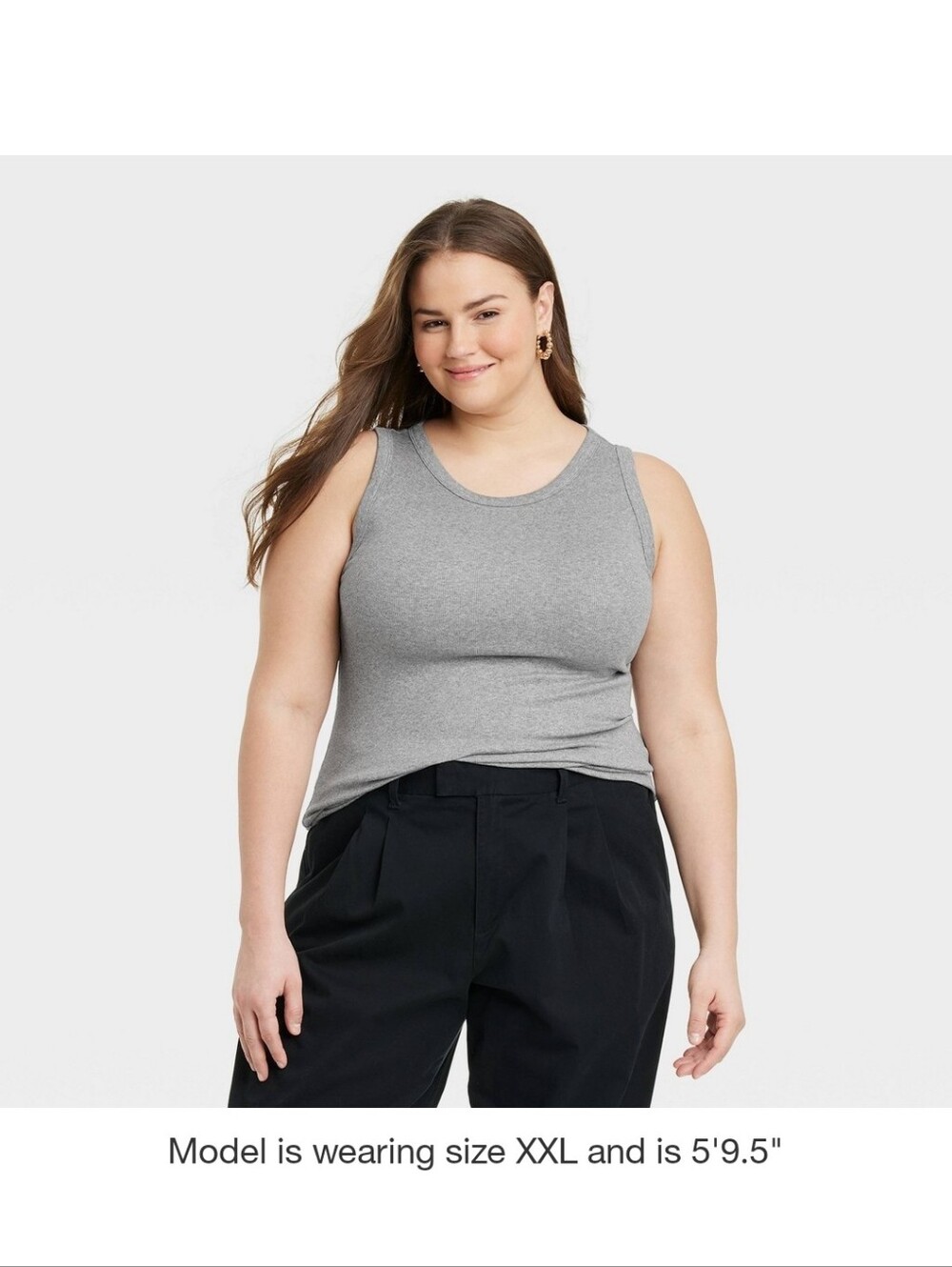 a new day Gray Ribbed Tank Top